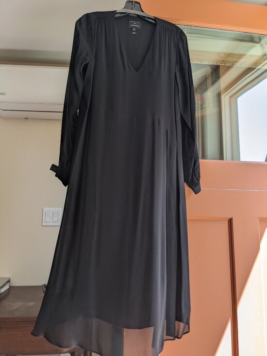 anthropologie black midi dress Lace-Trim Midi Slip Dress by Anthropologie in Black, Size: XL
